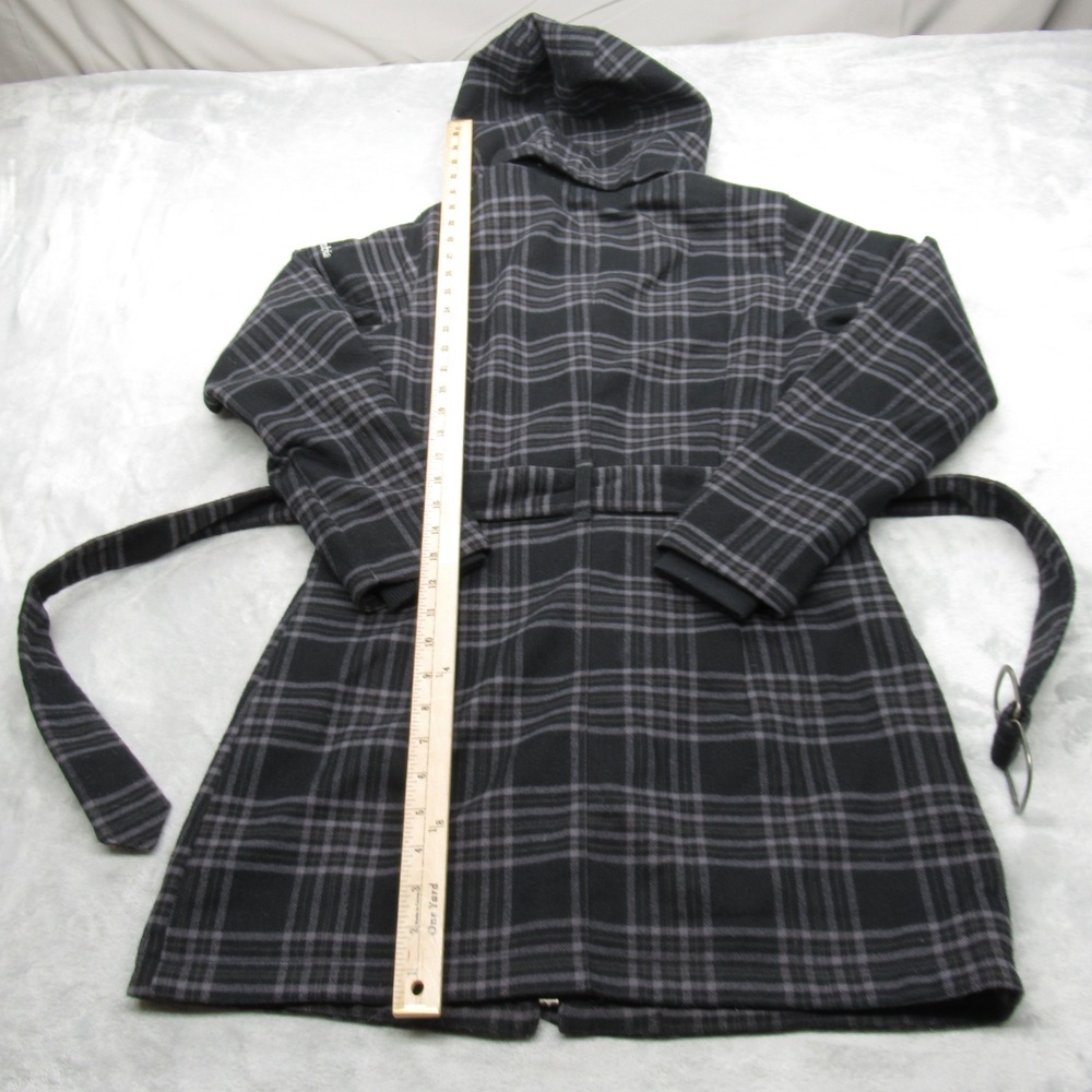 Columbia Jacket Womens XS‎ Black Plaid Omni Heat Belted Heavyweight Trench Coat - Picture 12 of 16